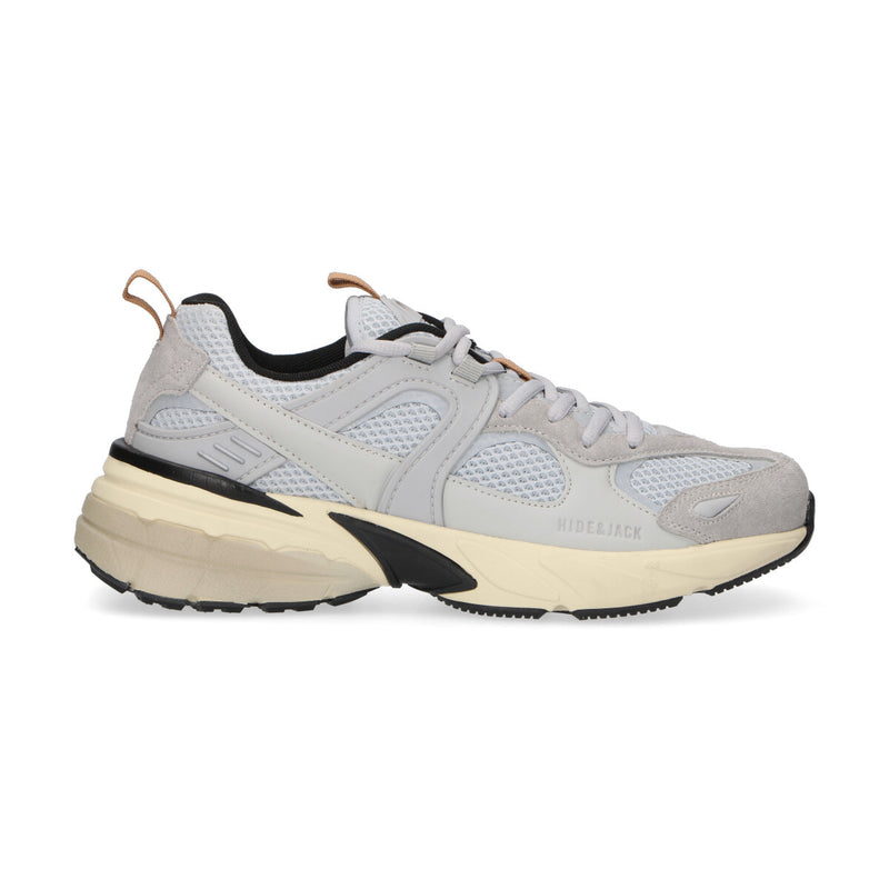 Hide&Jack sneaker Running 2000 in pelle,camoscio e nylon grigia