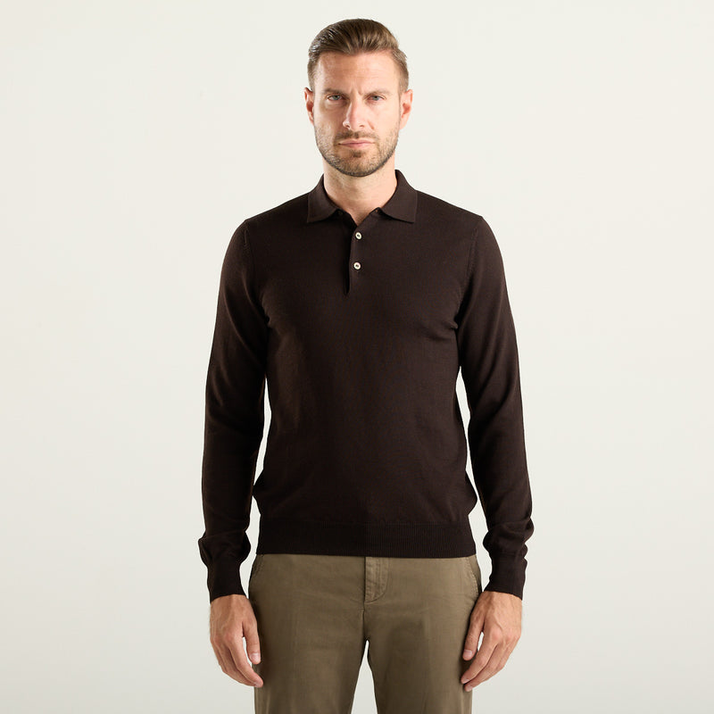 Gran Sasso polo in lana merinos extra fine marrone
