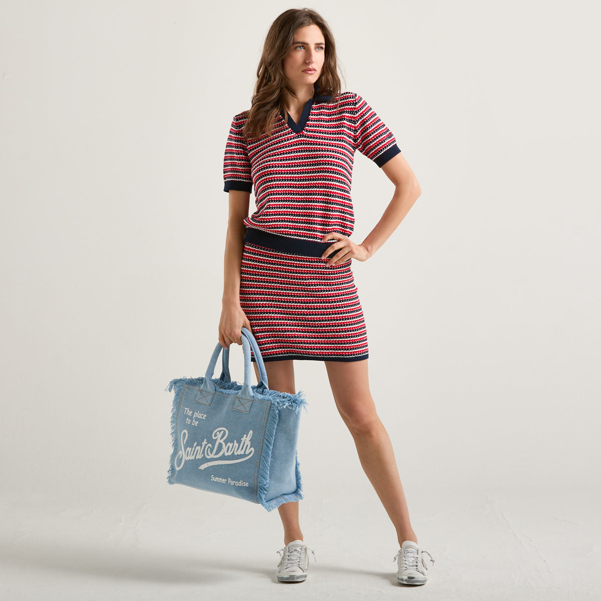 Mc2 Saint Barth polo a righe blu e rossa