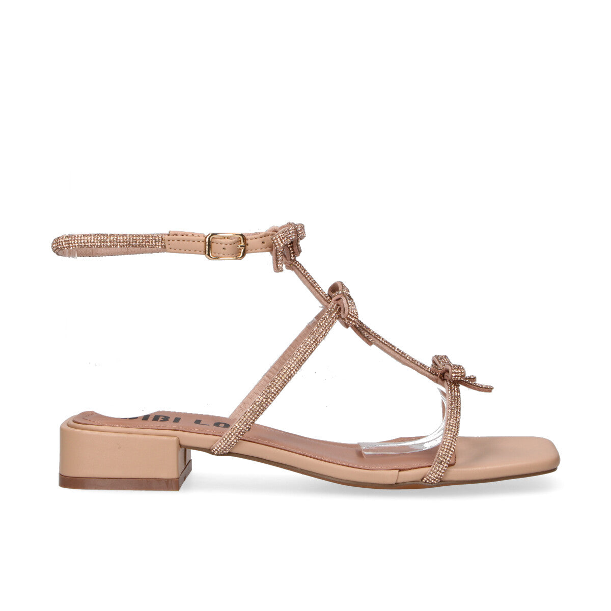 Bibi Lou sandalo in strass con fiocchi pelle rosa