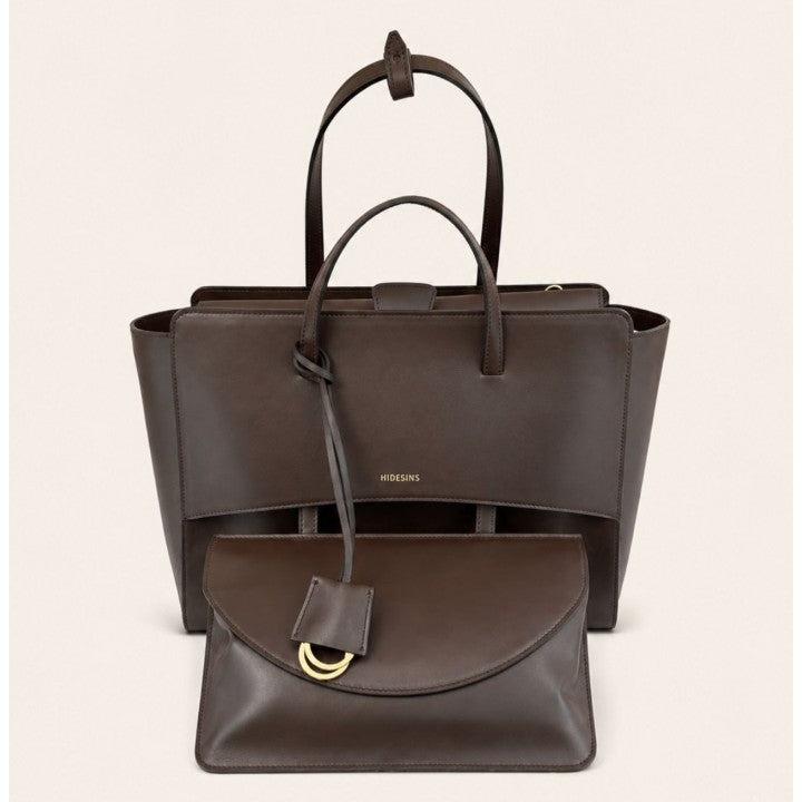 Hidesins borsa a mano Flap L in pelle testa di moro