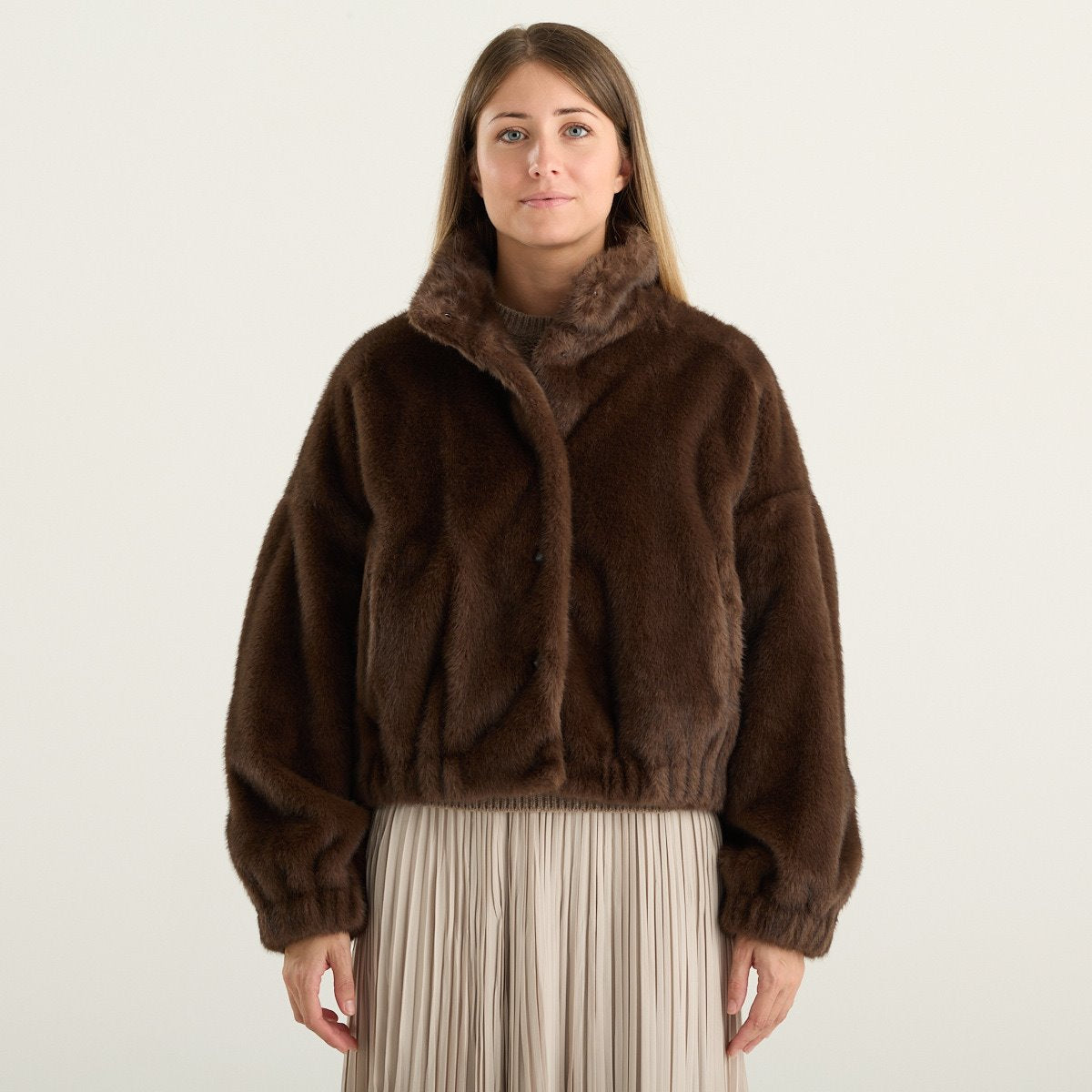 Weekend Max Mara giacca donna Anemone corta in pelliccia sintetica marrone