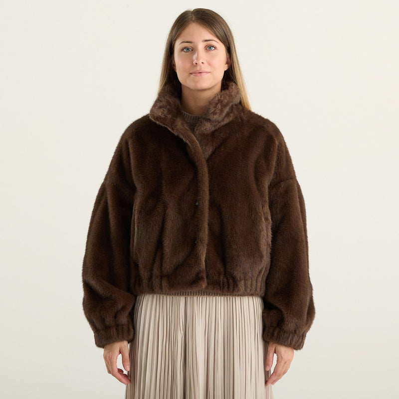 Weekend Max Mara giacca donna Anemone corta in pelliccia sintetica marrone