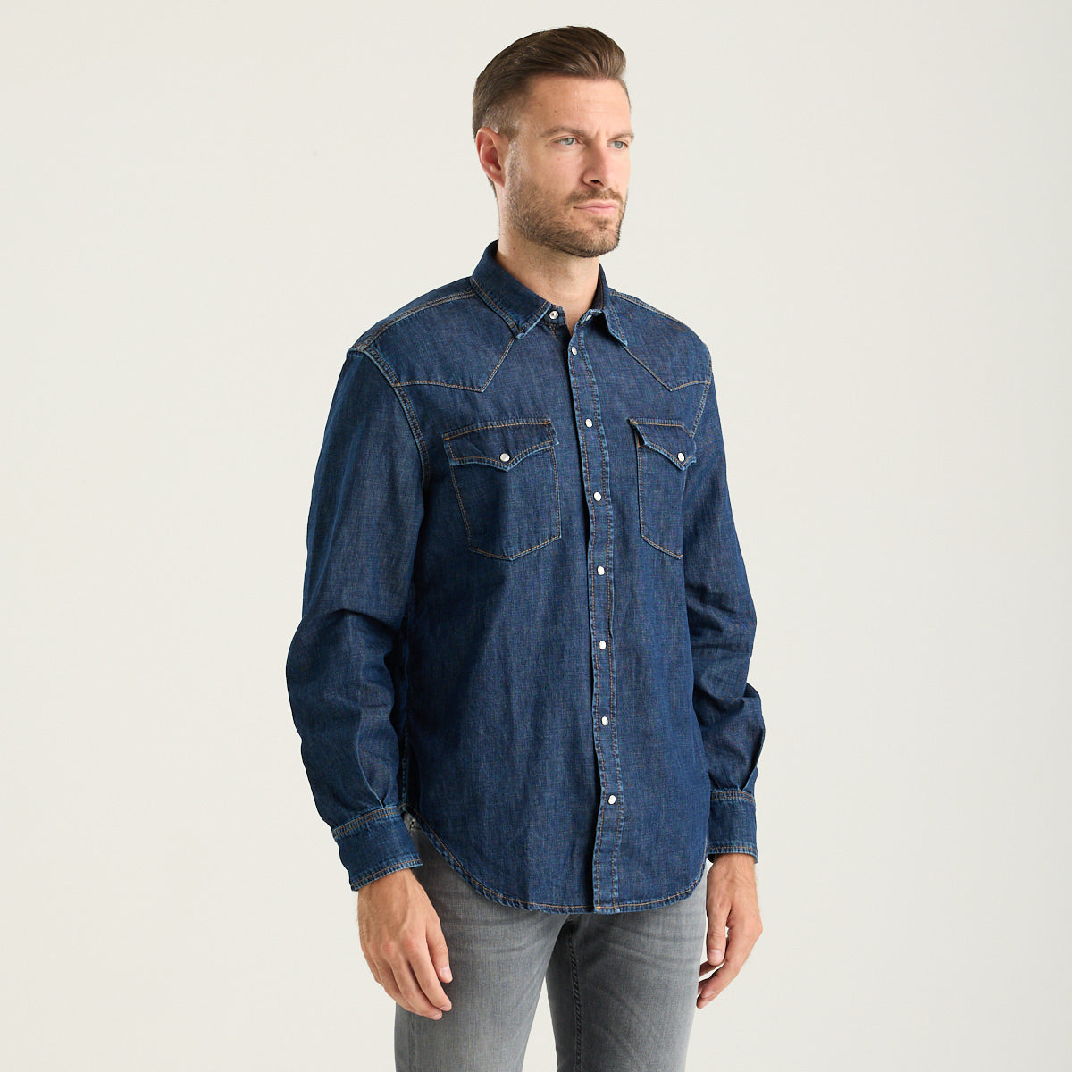 Dondup camicia in denim jeans scuro