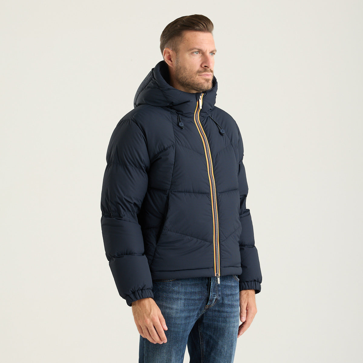 K-Way giubbino quill con cappuccio in tessuto blu