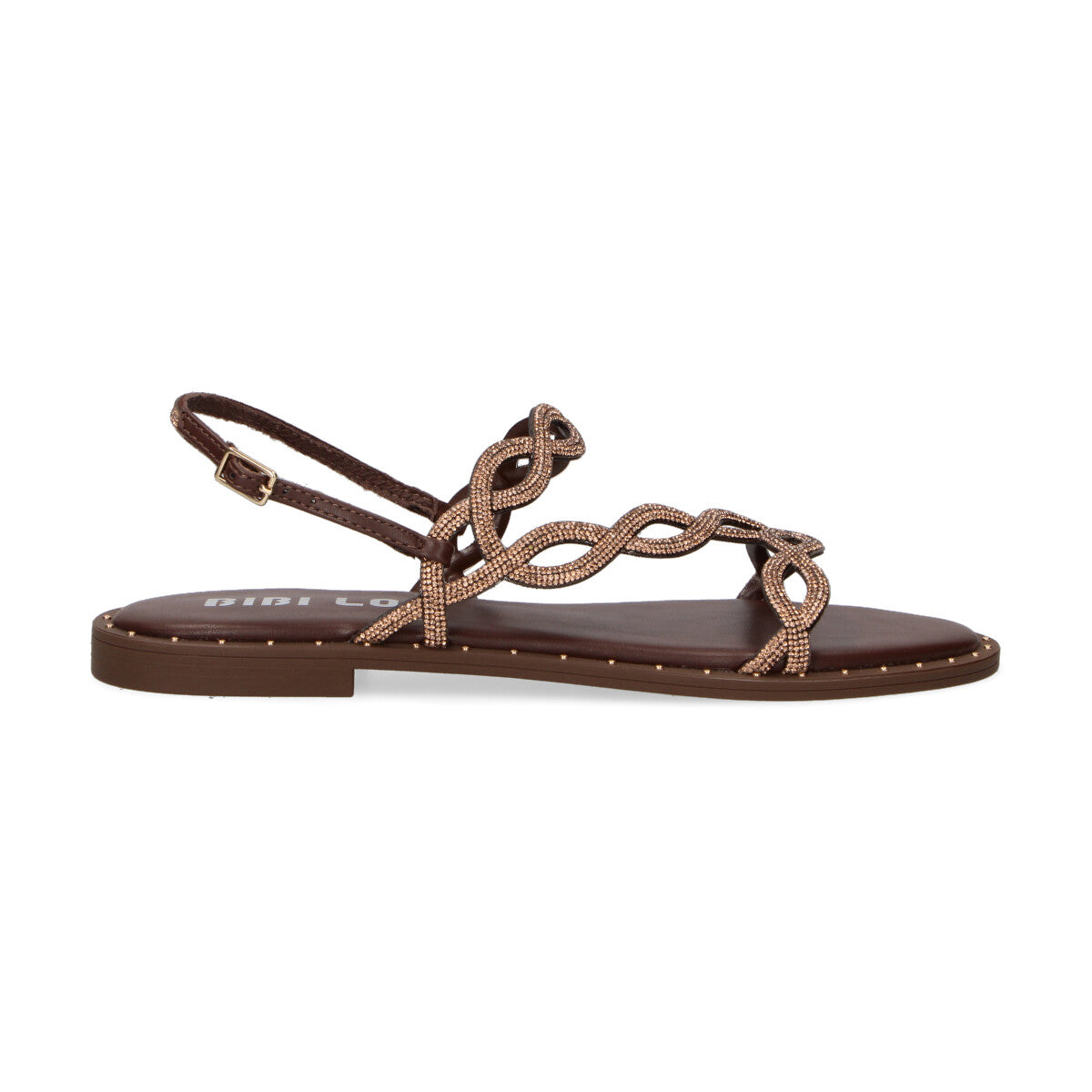 Bibi Lou sandalo con strass in pelle marrone