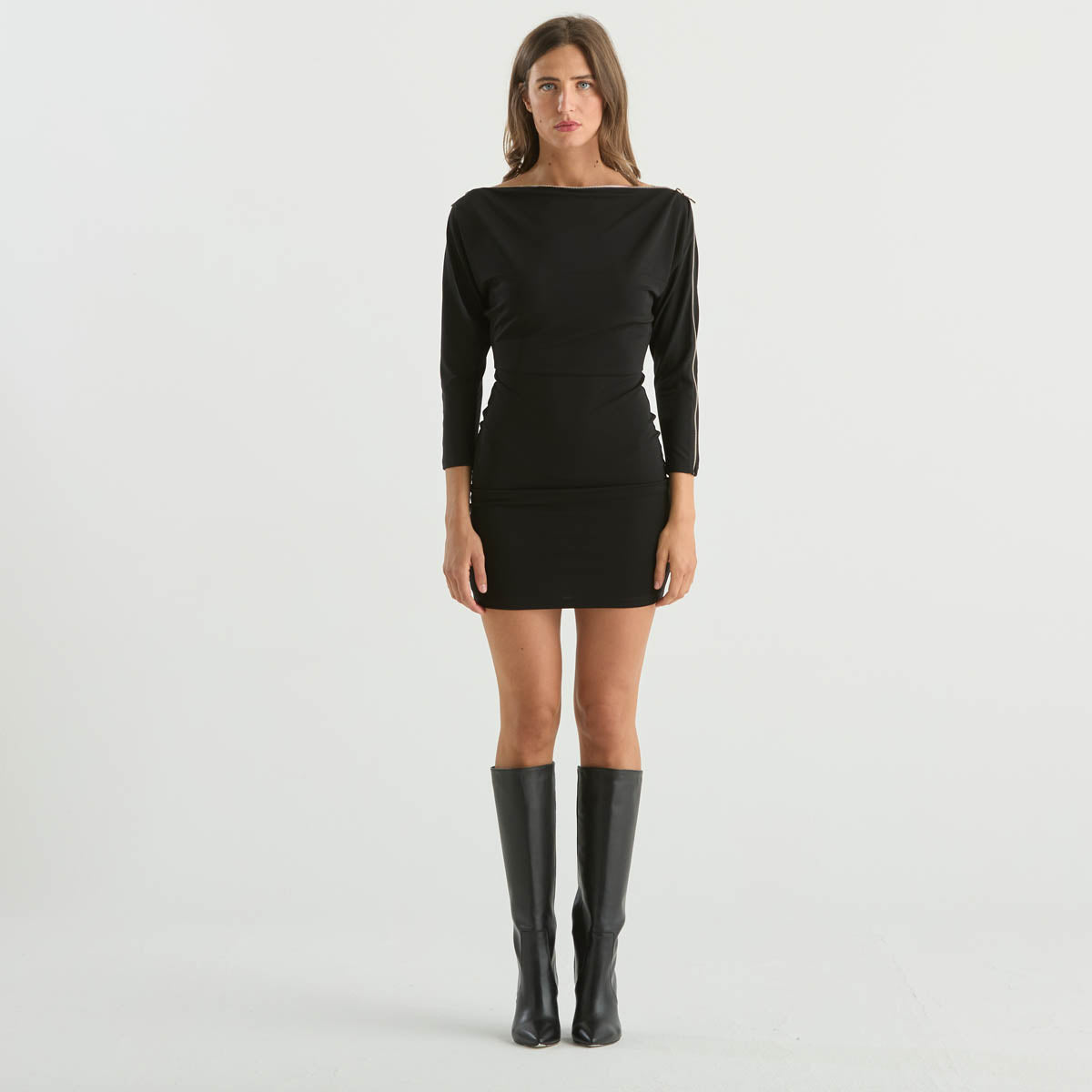 Patrizia Pepe tubino corto con zip in tessuto nero