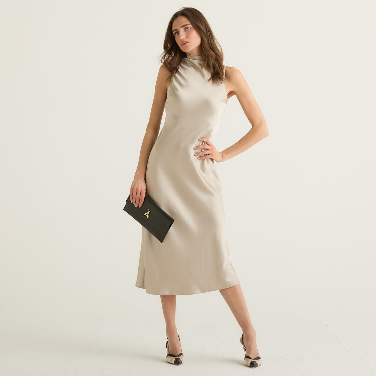 Patrizia Pepe abito midi in raso avorio