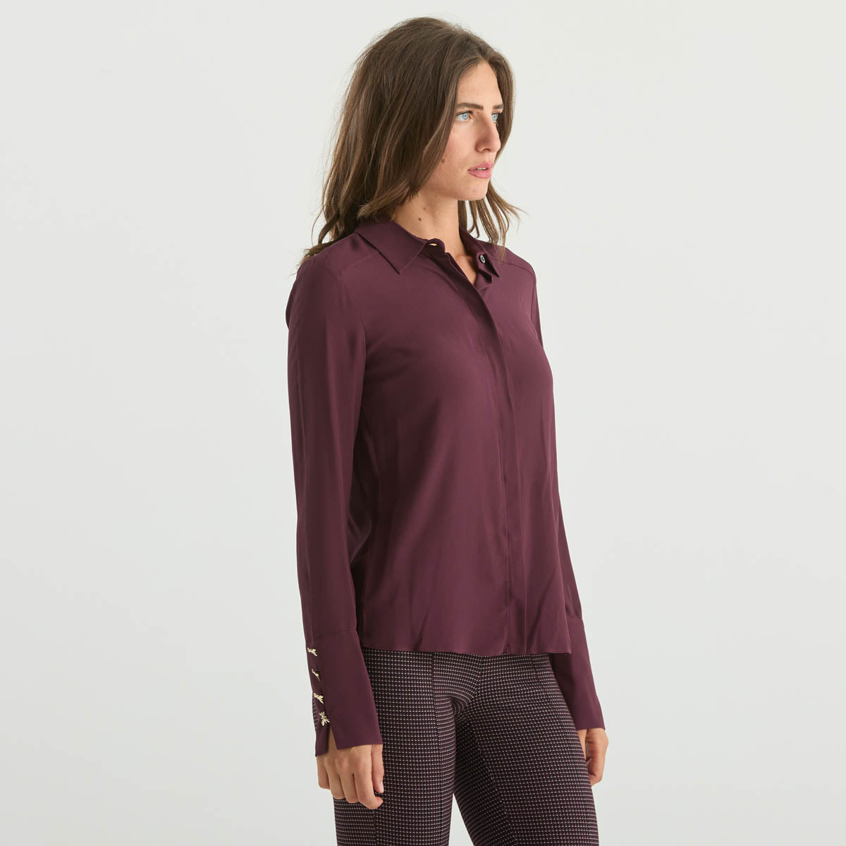 Patrizia Pepe camicia in tessuto bordeaux