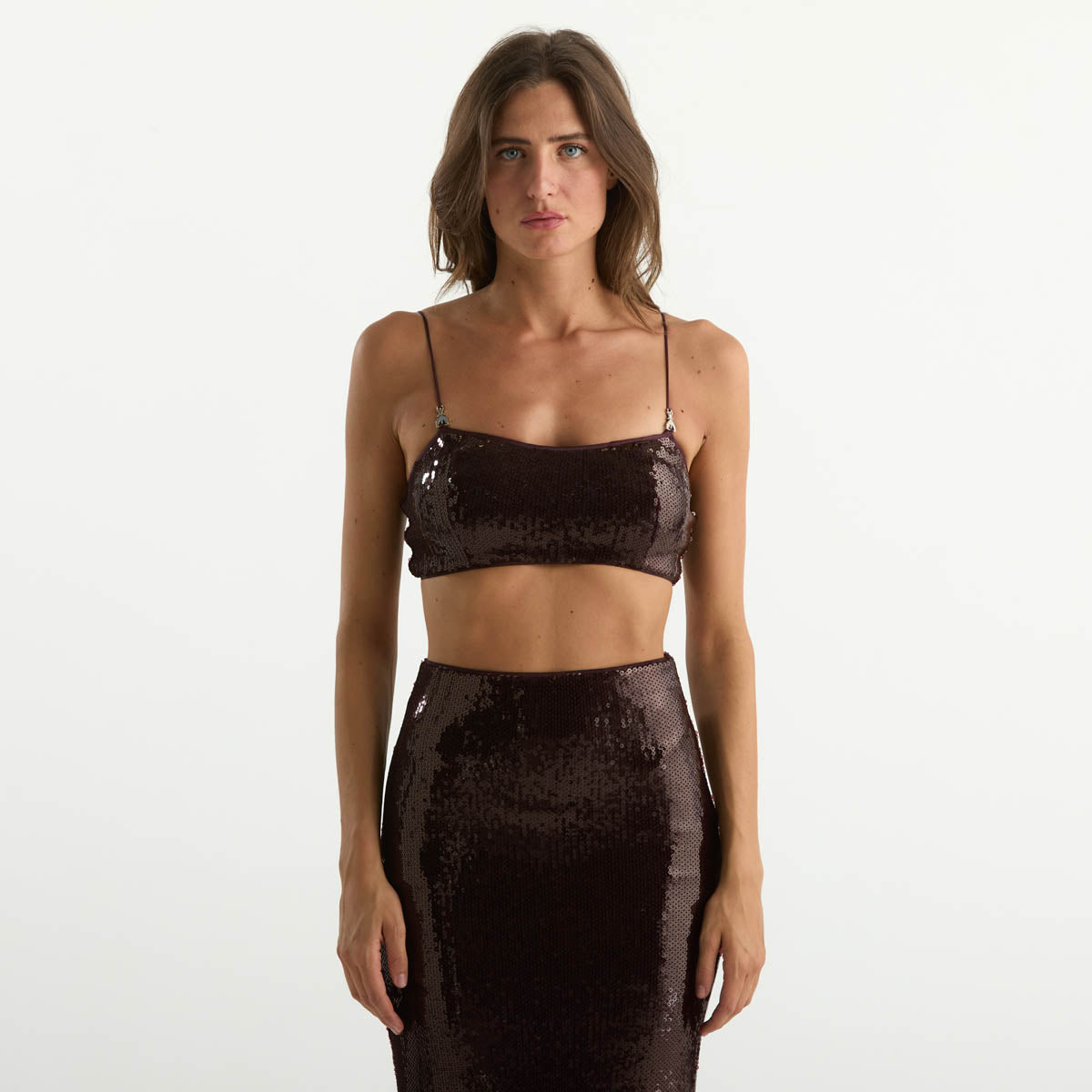 Patrizia Pepe top con paillettes bordeaux