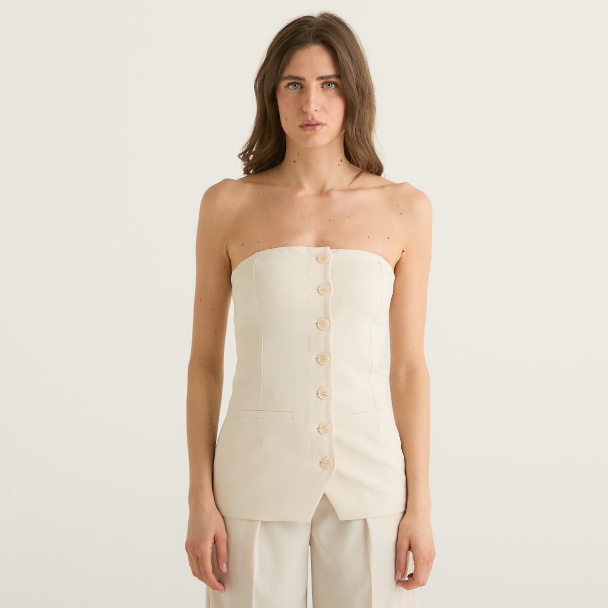 Patrizia Pepe bustier avorio con bottoni