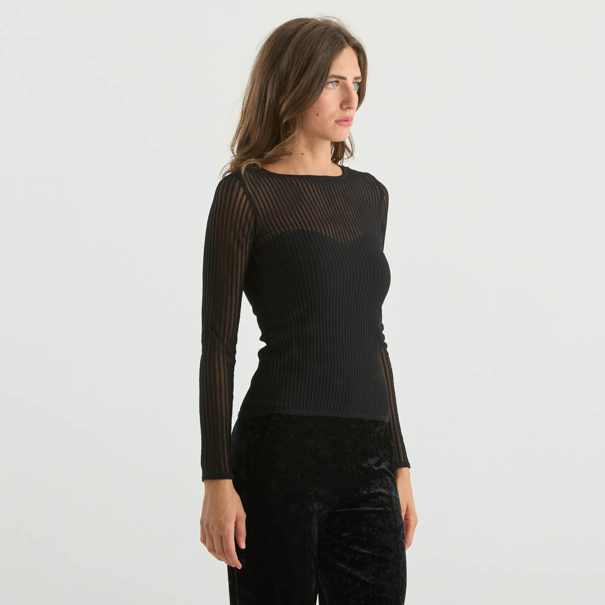 Patrizia Pepe maglia girocollo in tessuto nero