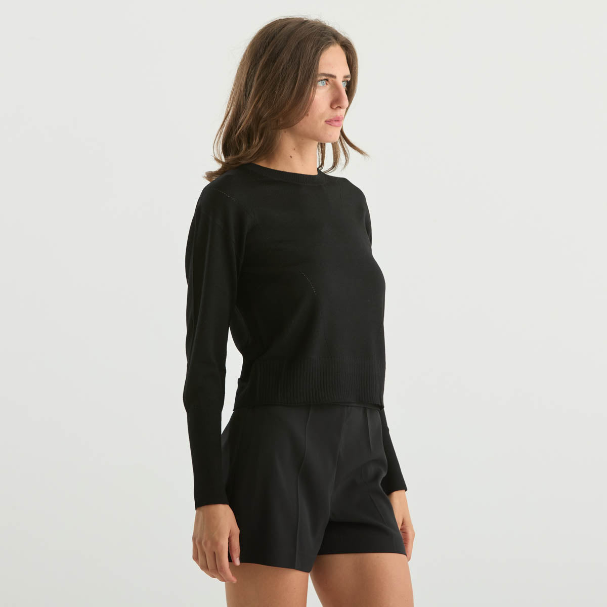 Patrizia Pepe maglioncino gircollo in tessuto nero