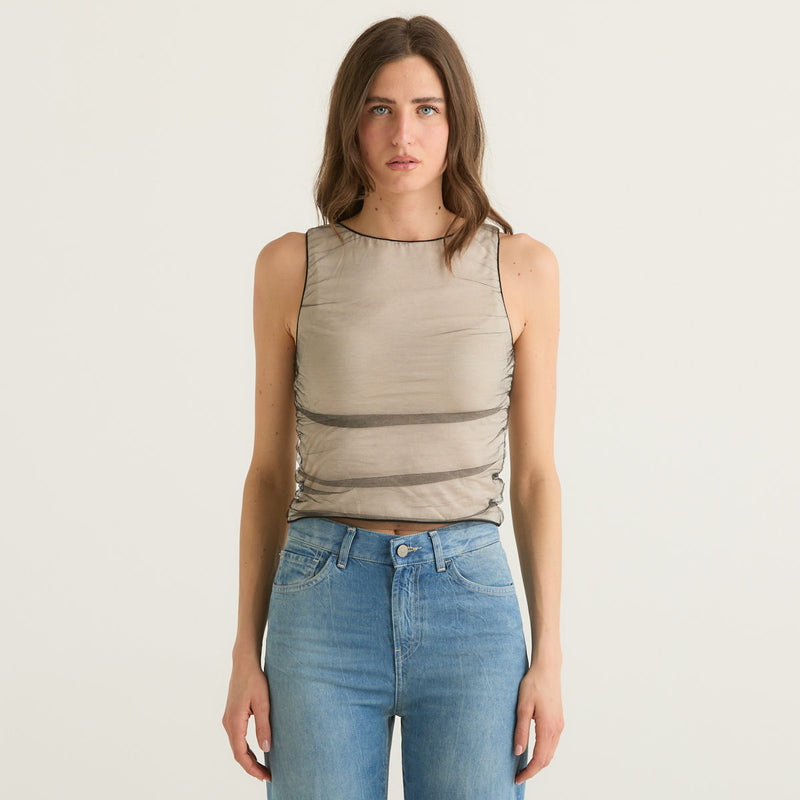 Patrizia Pepe canotta drapeggiata avorio