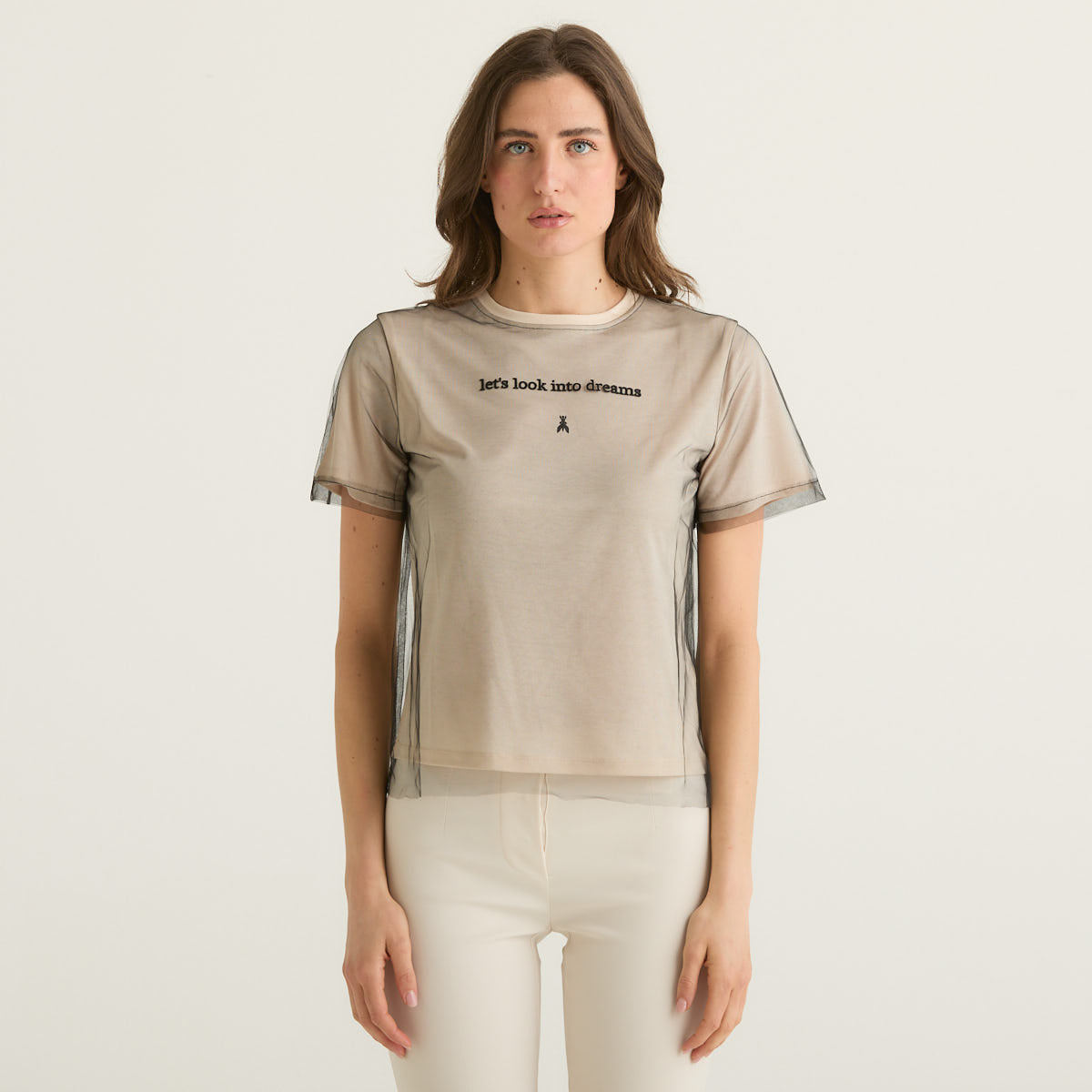 Patrizia Pepe t-shirt avorio double layer