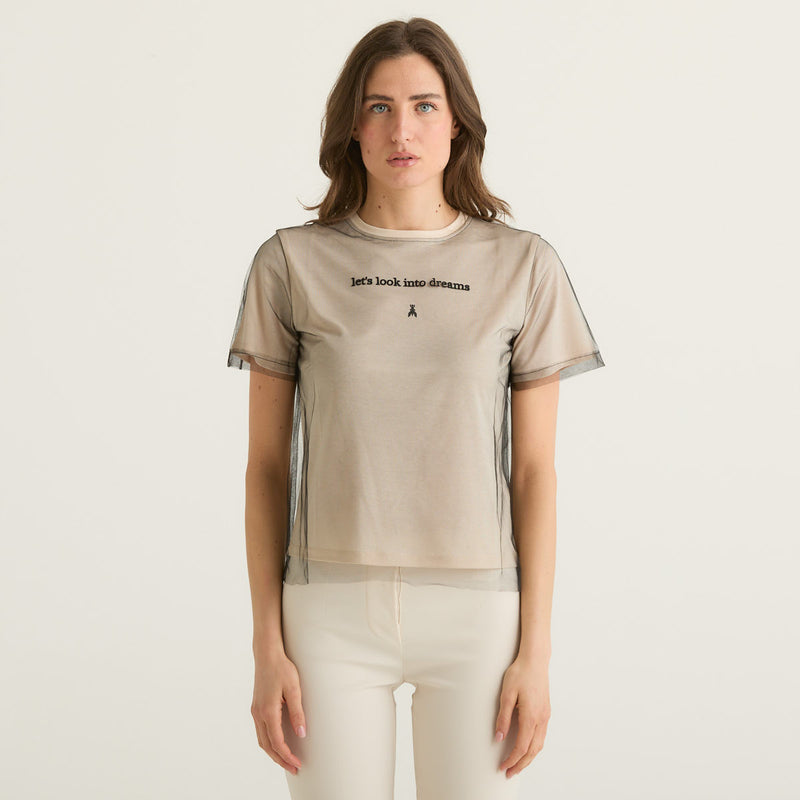 Patrizia Pepe t-shirt avorio double layer