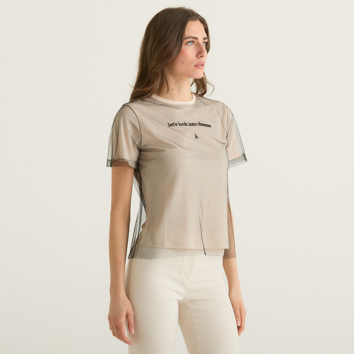 Patrizia Pepe t-shirt avorio double layer