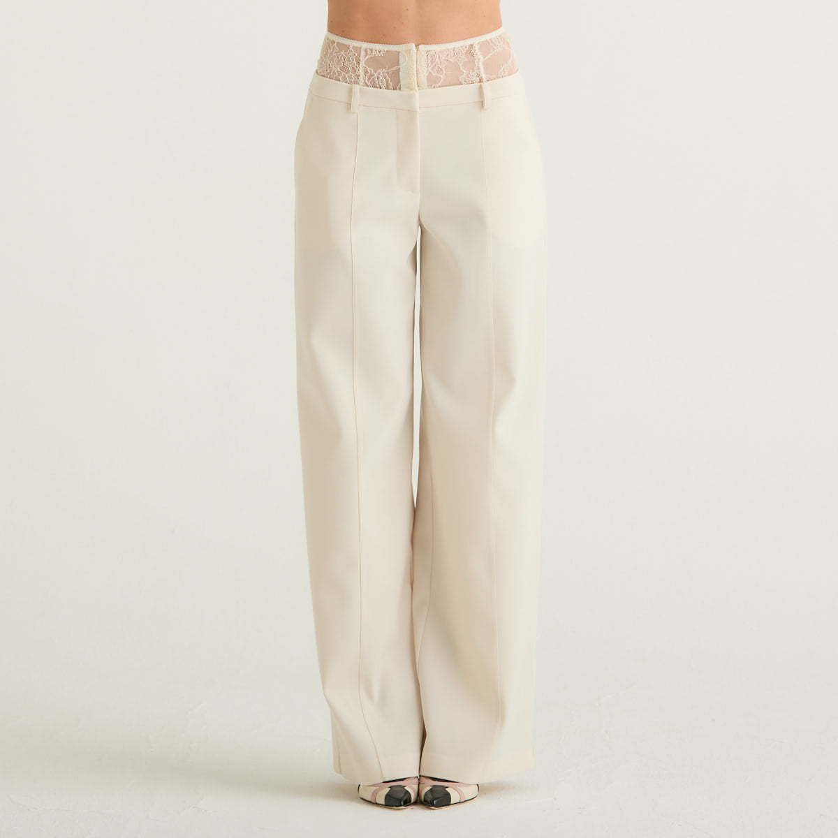 Patrizia Pepe pantaloni palazzo con vita in pizzo