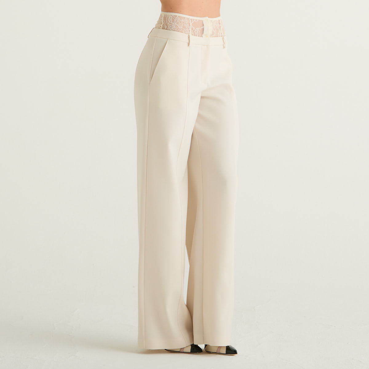 Patrizia Pepe pantaloni palazzo con vita in pizzo