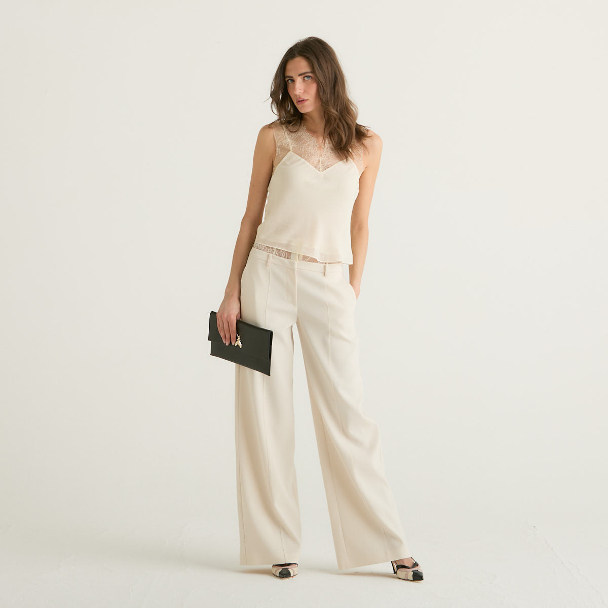Patrizia Pepe pantaloni a palazzo avorio