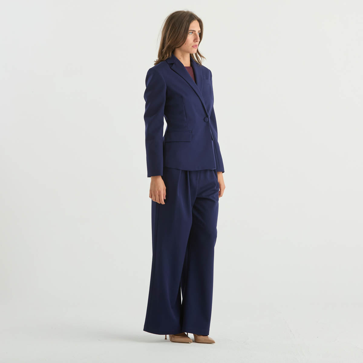 Patrizia Pepe giacca monopetto in tessuto blu