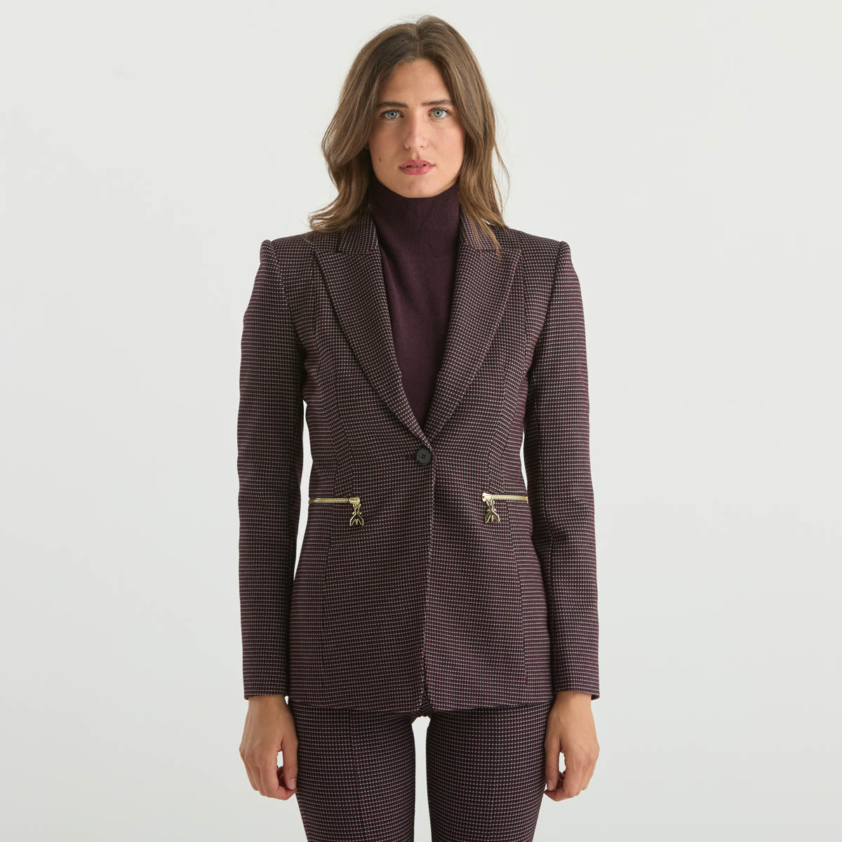 Patrizia Pepe giacca in pied de poule bordeaux