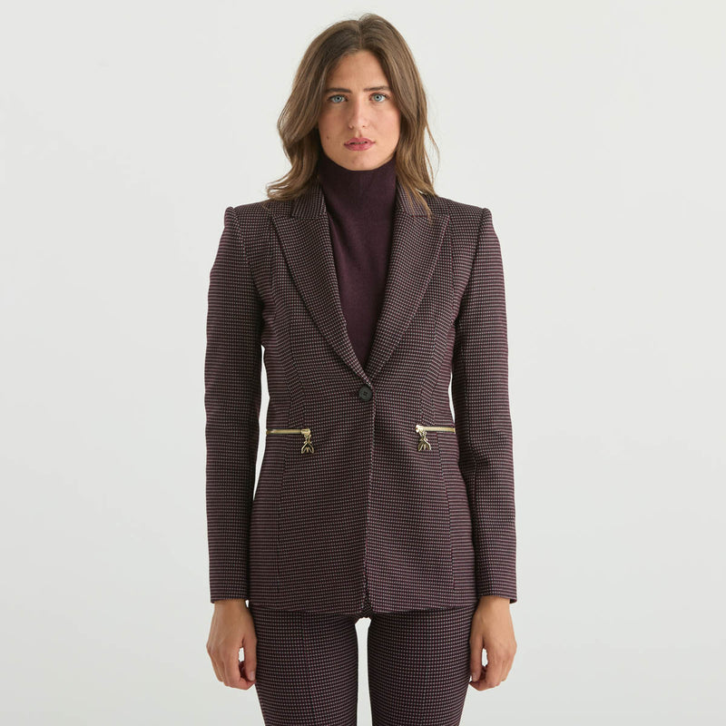 Patrizia Pepe giacca in pied de poule bordeaux