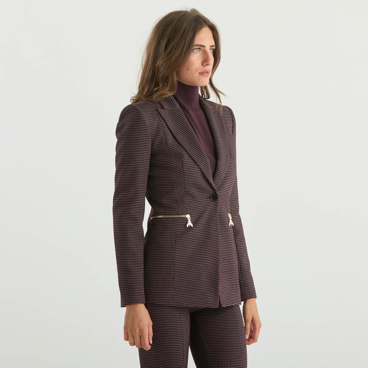 Patrizia Pepe giacca in pied de poule bordeaux