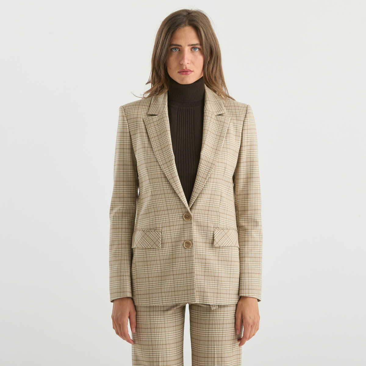 Patrizia Pepe giacca monopetto in fantasia beige