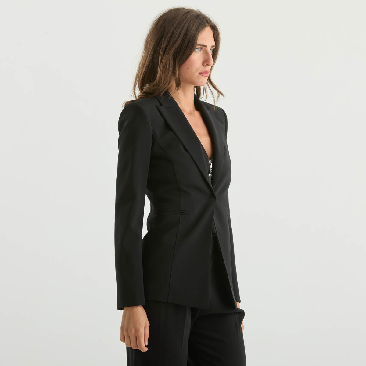 Patrizia Pepe giacca monopetto in tessuto nero