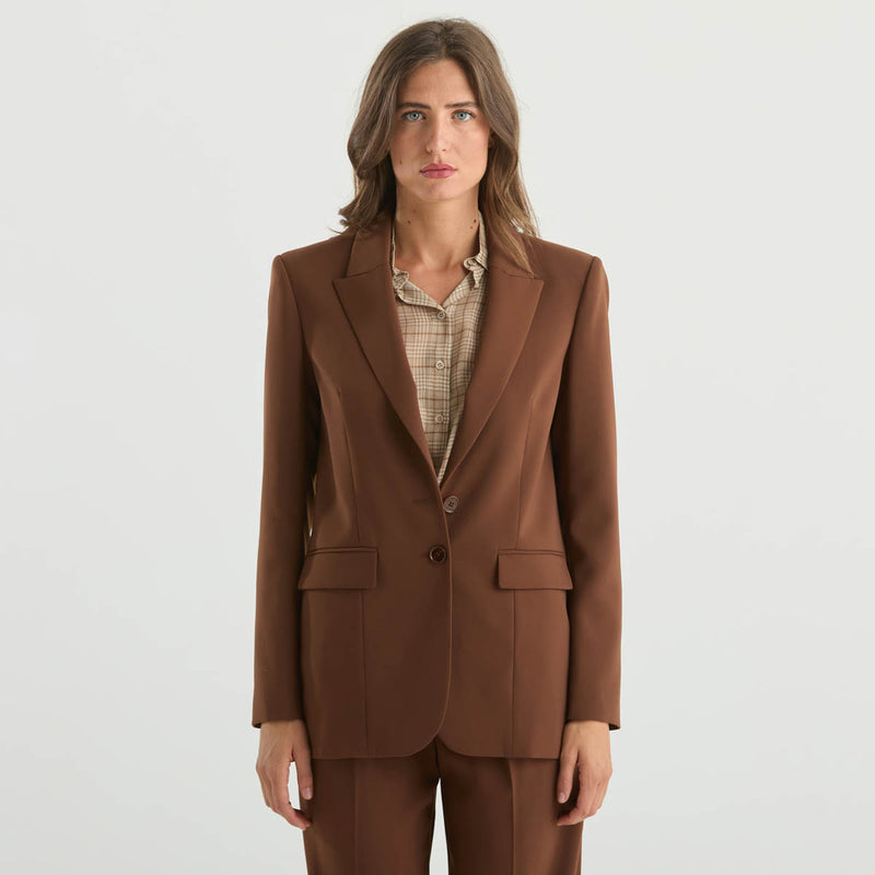 Patrizia Pepe blazer monopetto in tessuto marrone