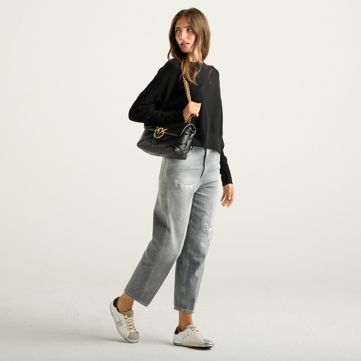 Dondup Bessie Jeans Donna Loose Fit Grigio