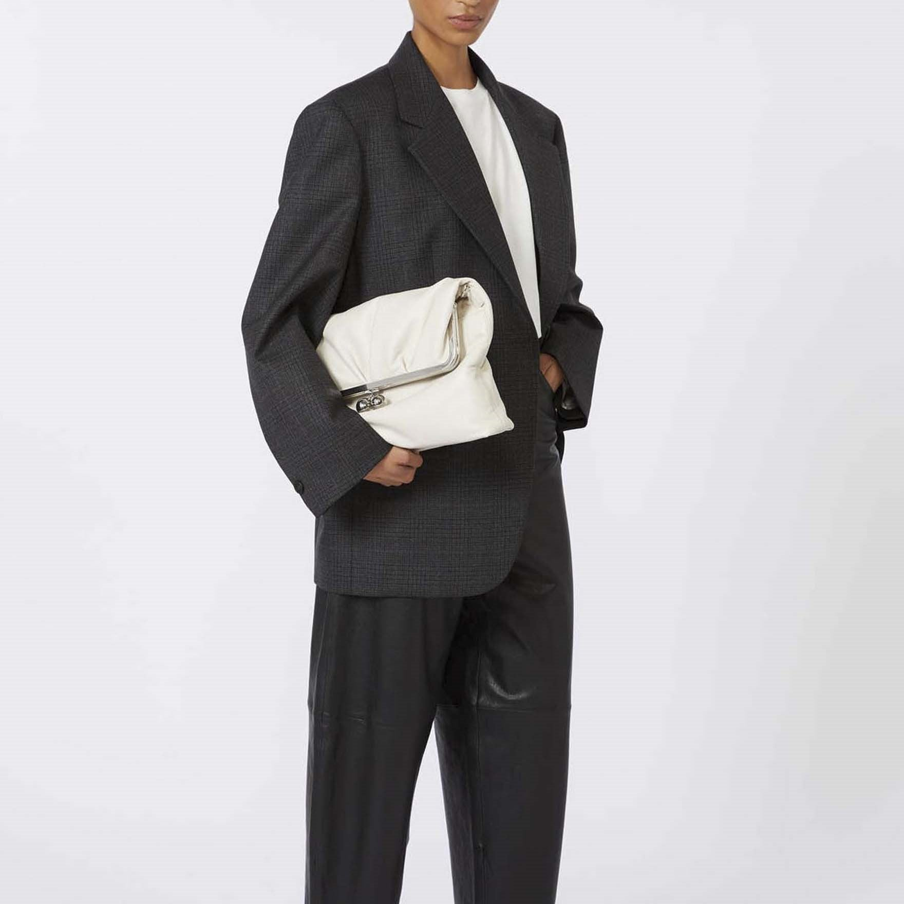 MaxMara borsa Pasticcino busta in pelle panna