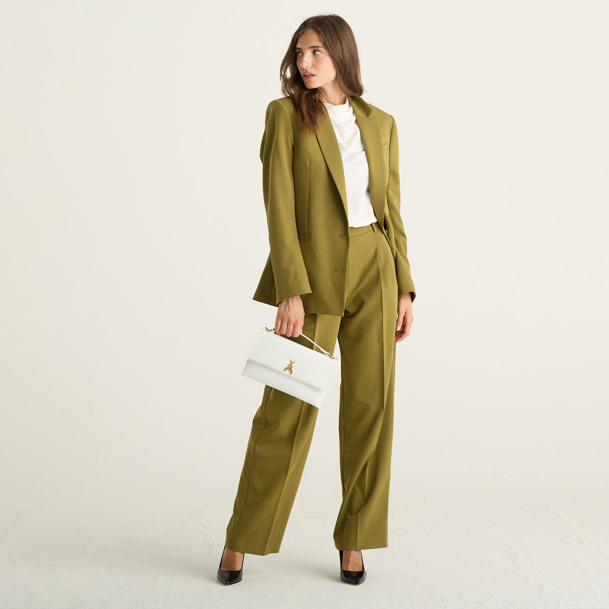 Patrizia Pepe blazer donna oversize verde Lizard Green in gabardina