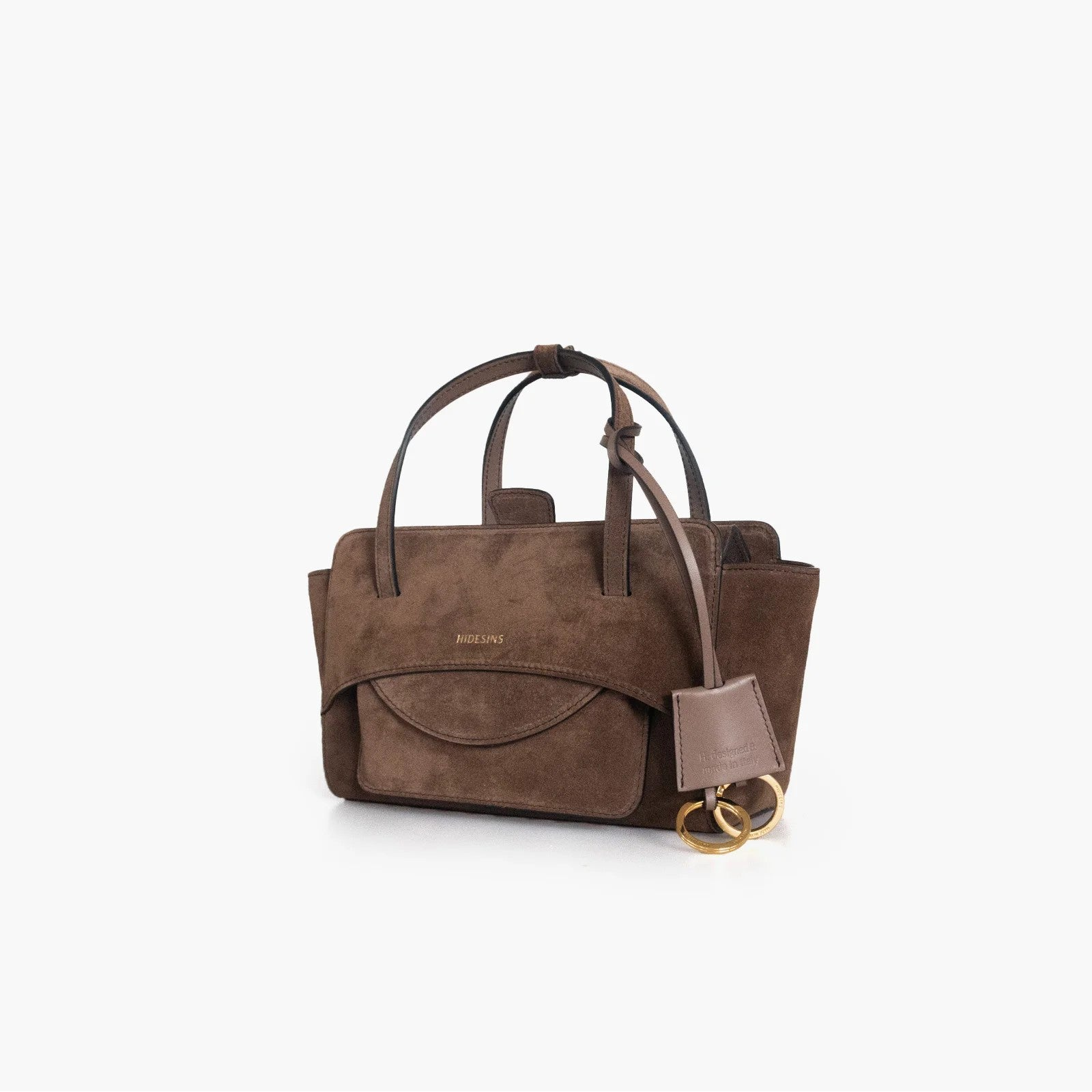 Hidesins borsa a mano Flap S in pelle scamosciata chocolate