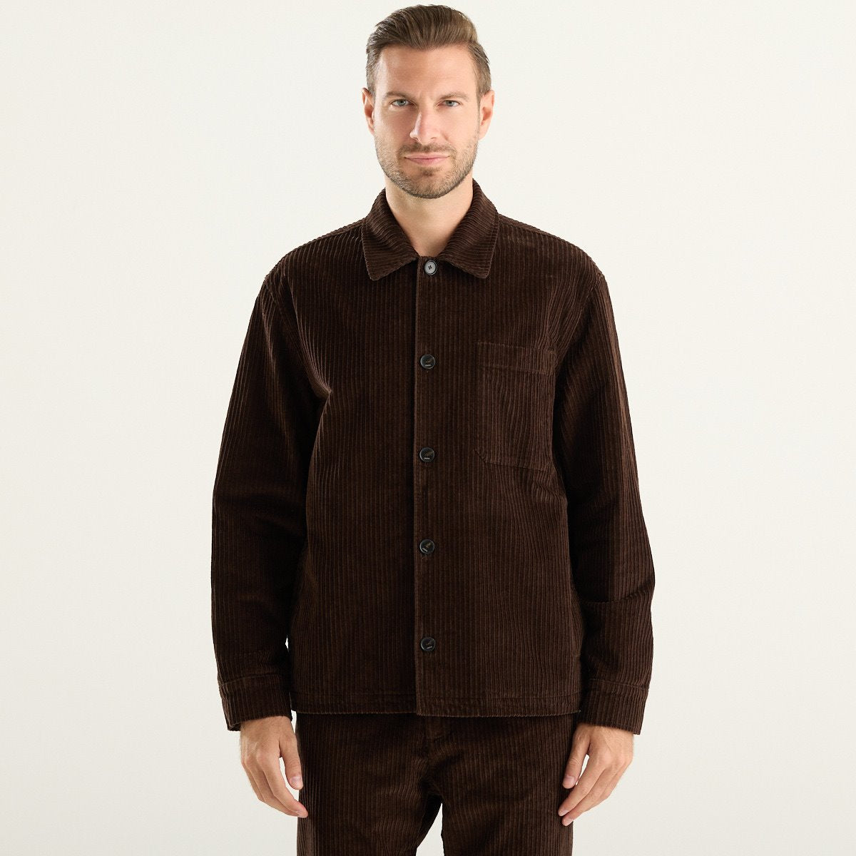 Cruna overshirt uomo Cardiff in velluto marrone
