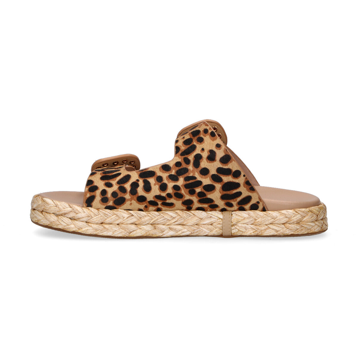 Emanuelle Vee ciabatta con fibbie in cavallino leopardato