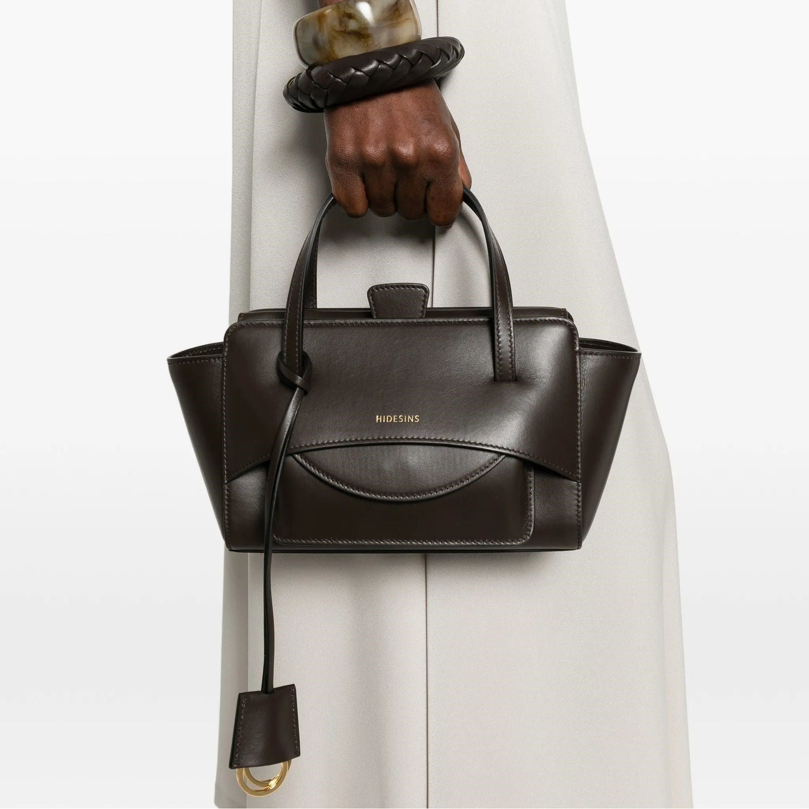 Hidesins borsa a mano Flap S in pelle testa di moro