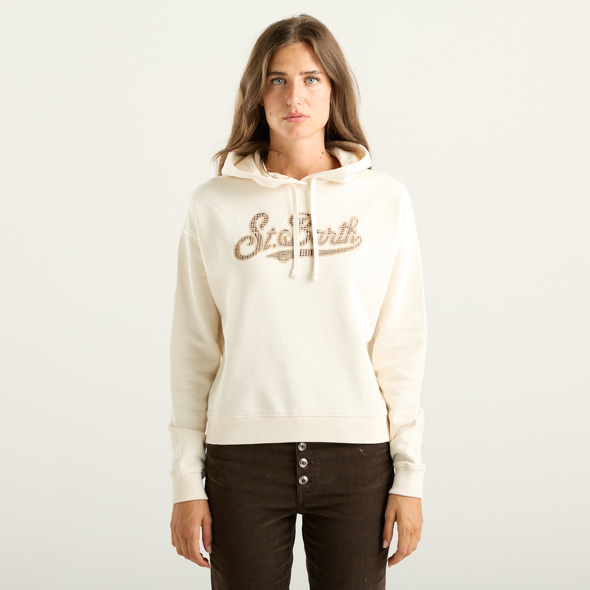 MC2 Saint Barth Mindy Felpa Donna Panna con Cappuccio e Logo