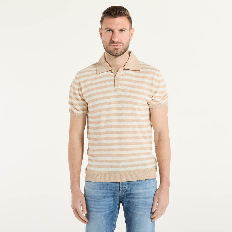 Daniele Fiesoli polo manica corta a righe beige