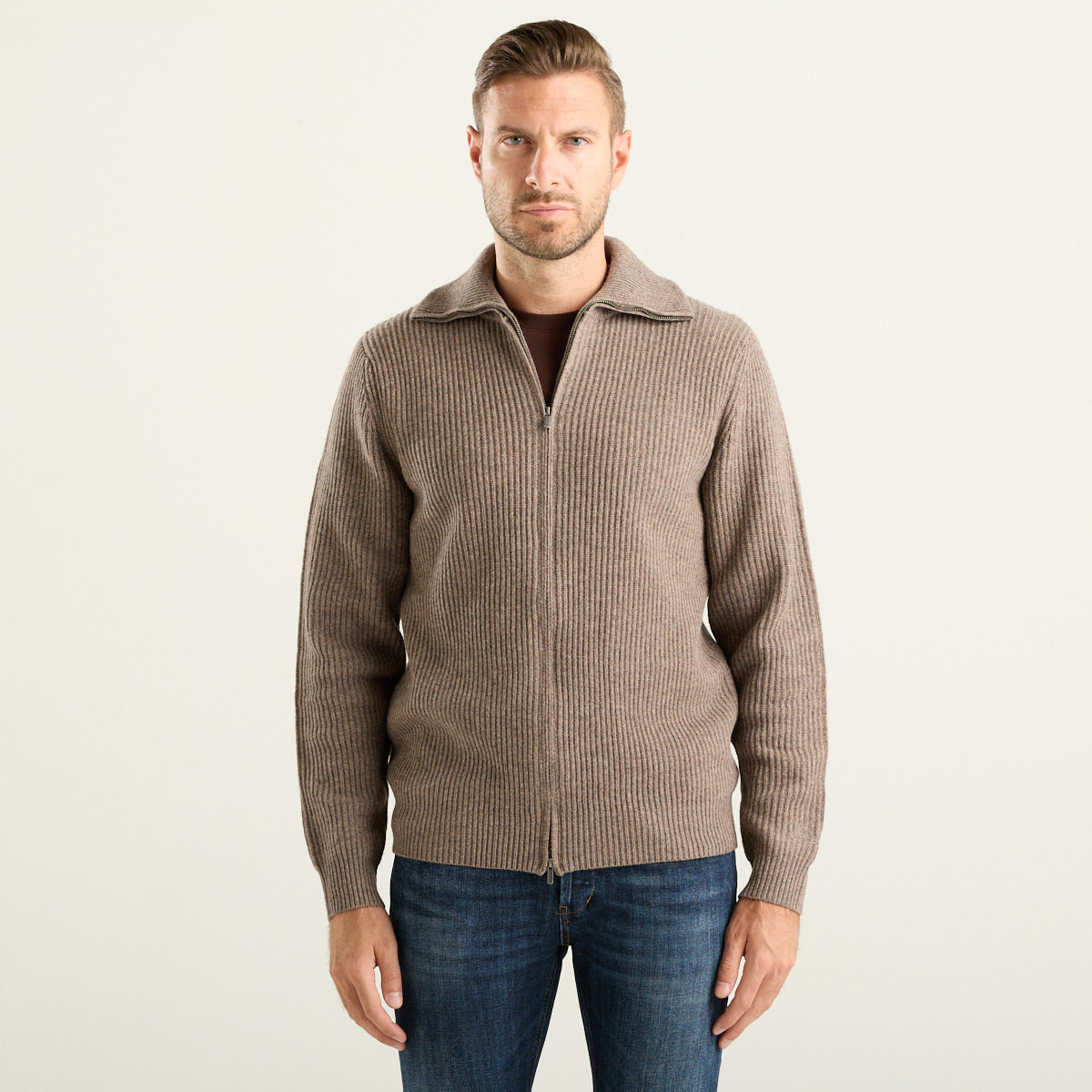 MC2 Saint Barth Cardigan Preston Uomo Tortora in Pura Lana