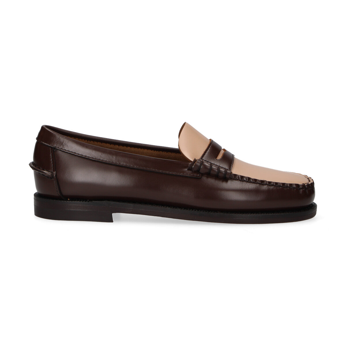 Sebago mocassino college in pelle marrone e beige