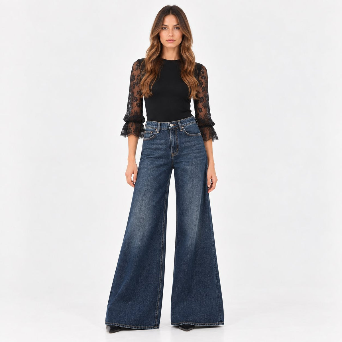 Jeans Dondup Marlene Wide Leg Donna Blu