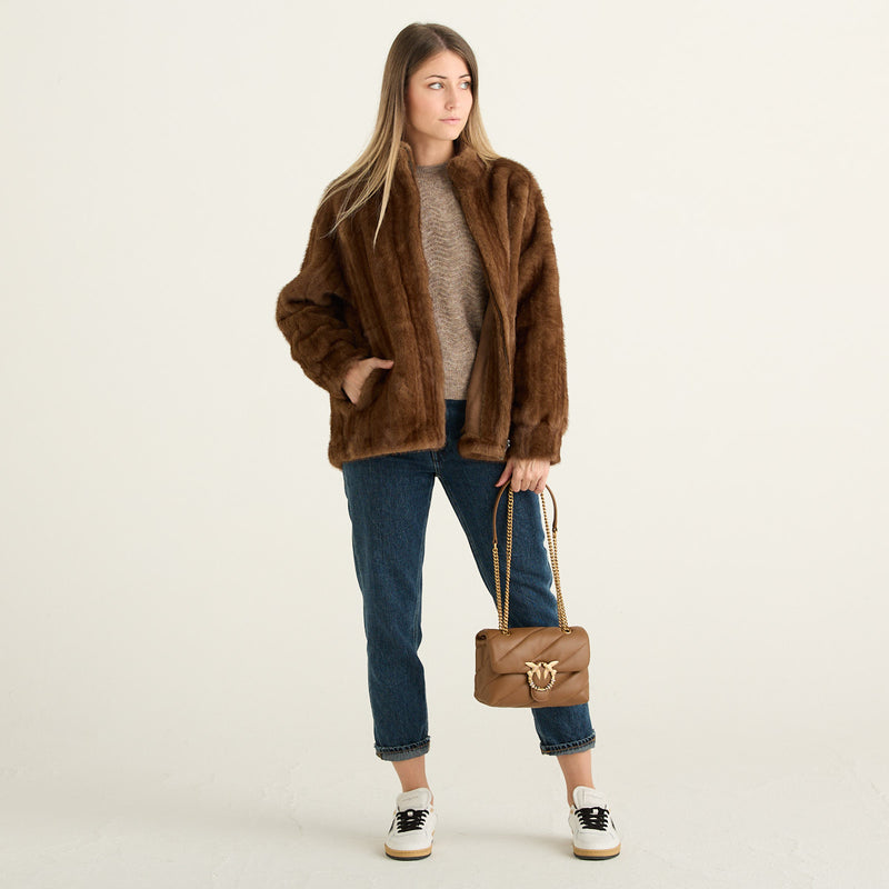 Blanche Giacca Reversibile Donna Marrone con Pelliccia
