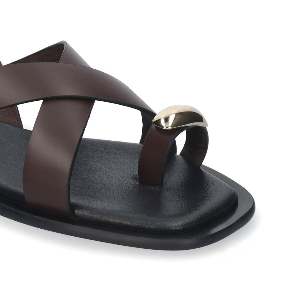 Bibi Lou sandalo Vaz con gioiello in pelle marrone