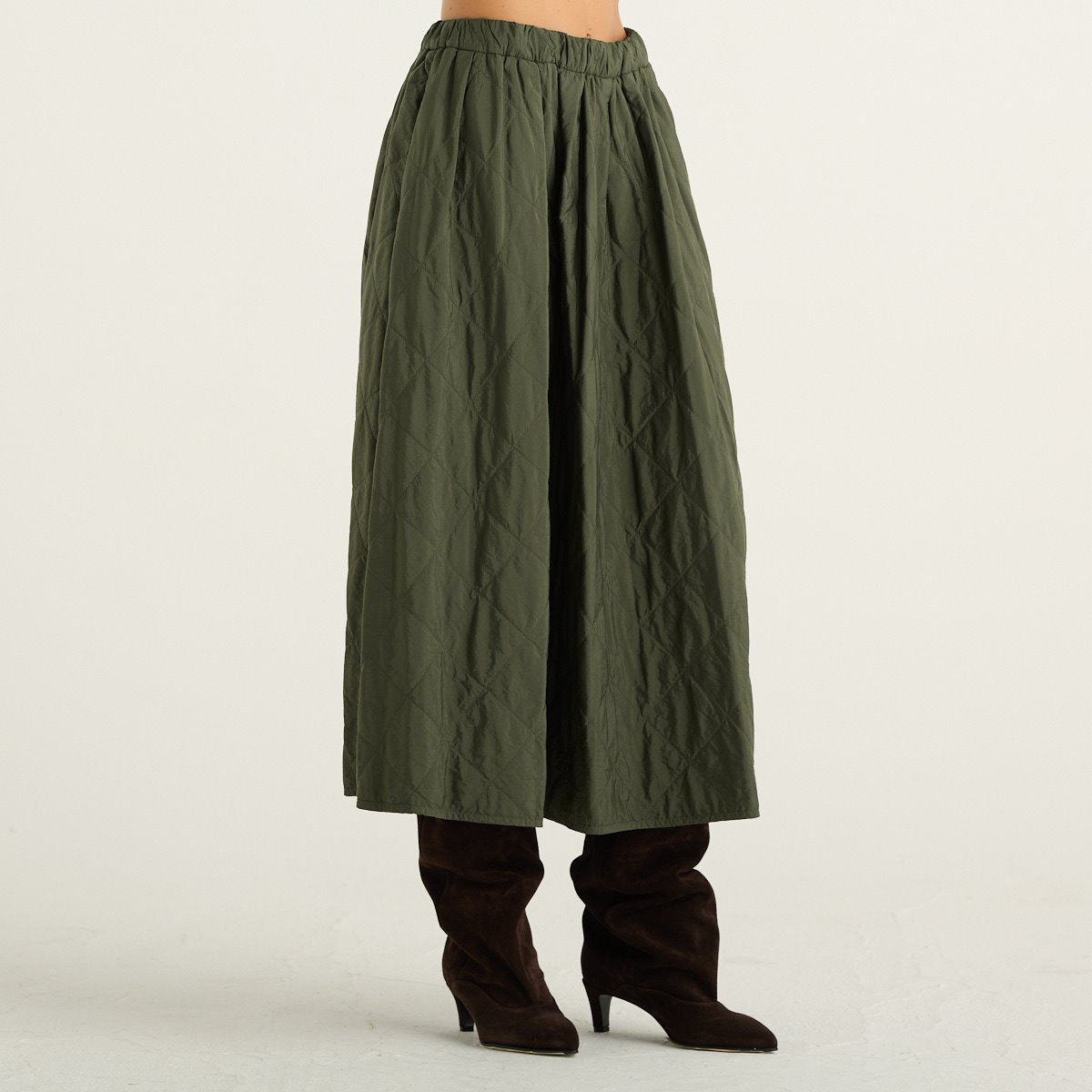 Weekend Max Mara gonna donna Briose midi trapuntata verde kaki