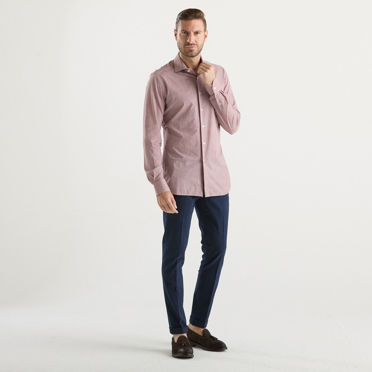 Xacus camicia in tessuto vinaccia