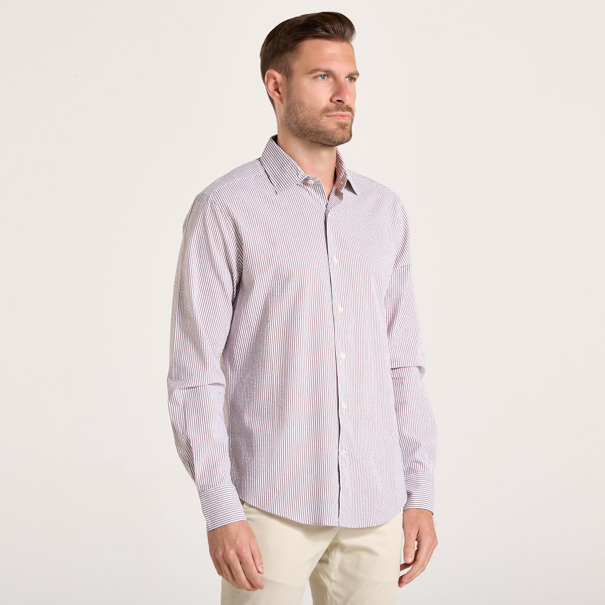 Mc2 Saint Barth camicia pamplona in seersucker stripes beige