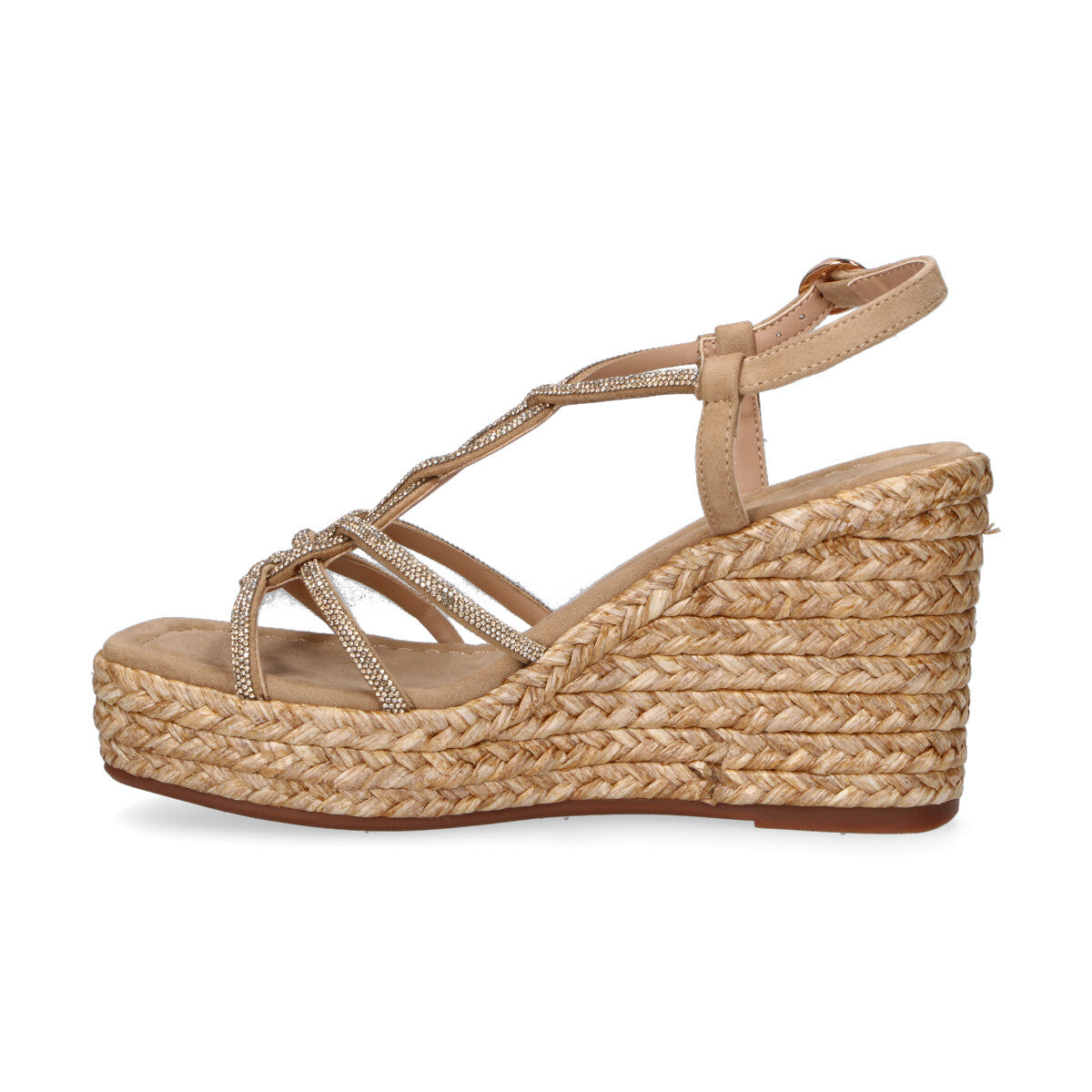 Alma en Pena sandalo zeppa con strass beige