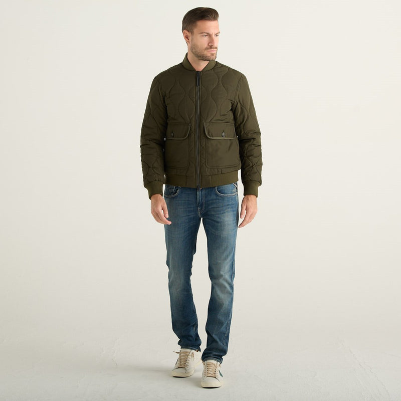 Woolrich Bomber Uomo Trapuntato Verde Scuro in Nylon con Imbottitura PrimaLoft